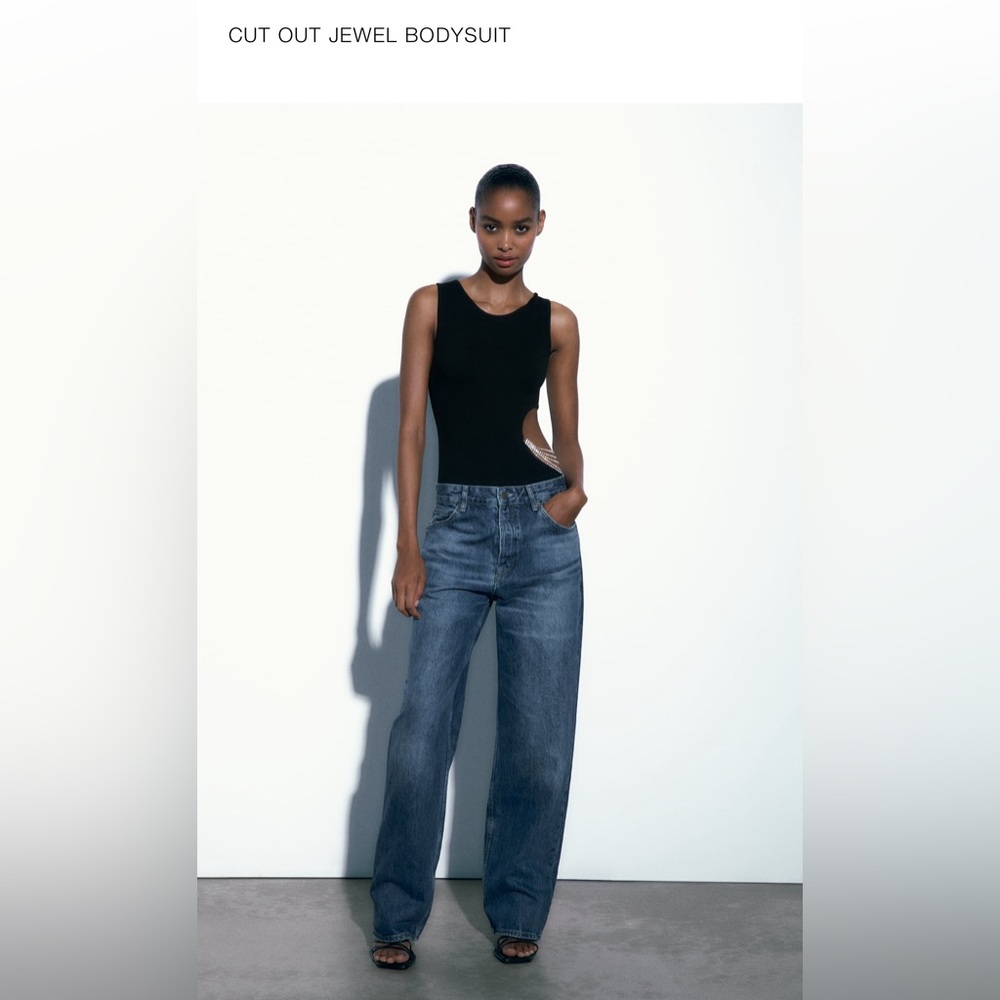 Zara black cutout jewel bodysuit